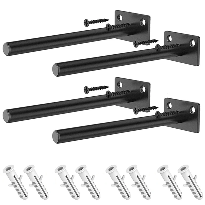 Floating Shelf Brackets 6 Inch Heavy Duty Supports with ½ Diameter - 4X 8X Screws Anchors Easy Wall | Обустройство дома