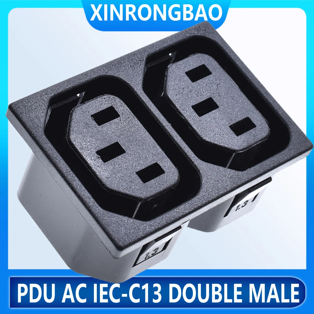 

PDU AC IEC-C13 double male ac socket 3 hole 1.2position 10A250V power UPS connector cabinet electric interface black