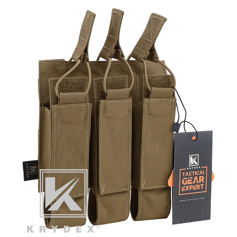 Krydex Tactical Molle Triple Open Top Smg Mag Pouch For Mp5 Mp7 Kriss Modular Triple Magazine