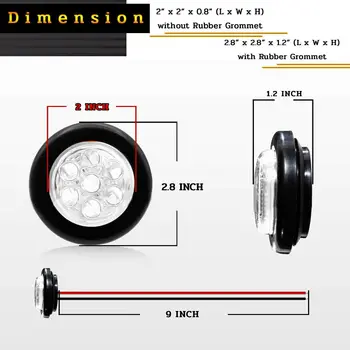 

10pcs 2Inch Side marker lights Clear White LED Round Car Plastic-Rubber