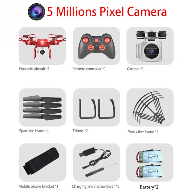 Red 500W Camera 2B RC Квадрокоптер Дрон 4K камера wifi FPV селфи Дрон Профессиональный 1080P HD камера RC вертолет 4 канала 6 оси гироскоп детская игрушка - Цвет: Red 500W Camera 2B