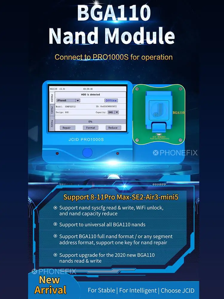 US $149.00 JC P11 BGA110 Nand Programmer JC Pro1000S HDD SN Read Write Error Repair Unbind WIFI For IPhone 811 Pro Max IPad Air3 Mini5 SE2