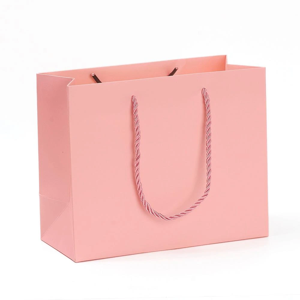 Bolsas de papel rosa con asas, bolsas regalo para Festival, boda, fiesta de cumpleaños, almacenamiento, zapatos, embalaje compras, 10 Uds.|Envase y exposición de joyería| - AliExpress