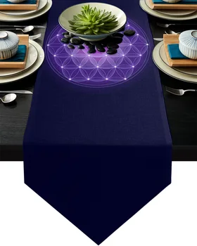 

Purple Life Flower Table Runner Home Kitchen Decorative Table Runner for Wedding Party Cake Floral Tablecloth