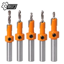 

5pcs 8mm/10mm Shank HSS Woodworking Countersink Router Drill Bits Set Screw Extractor Remon Demolition for Wood Milling Cutter