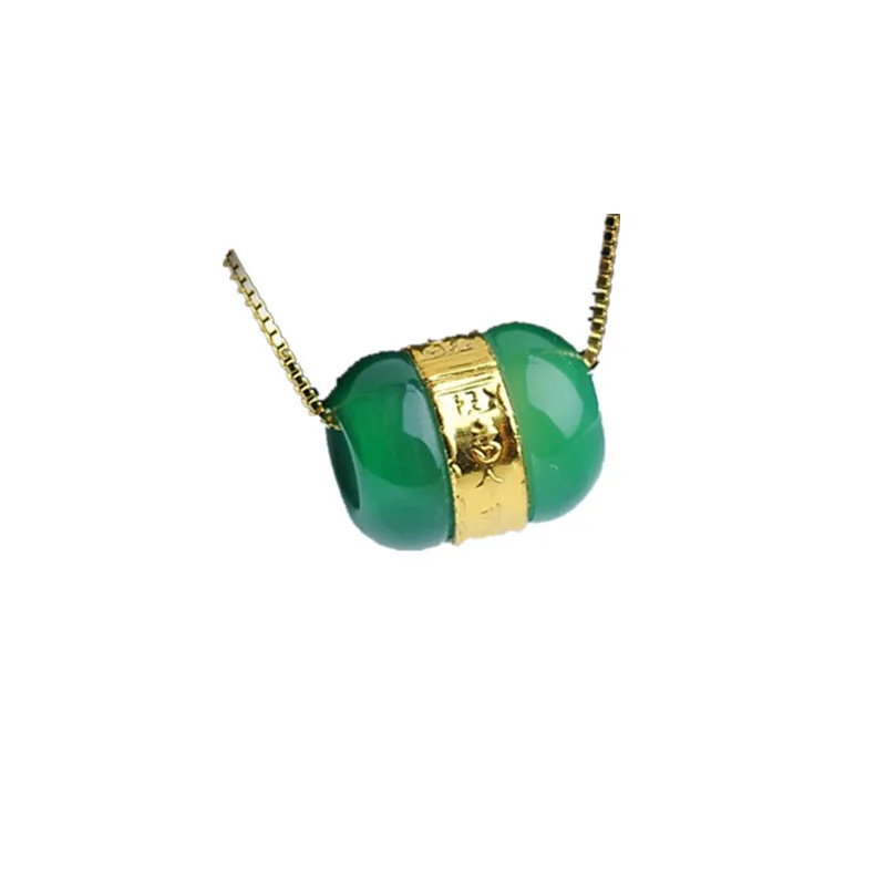 

Jade chalcedony pendant transfer bead necklace