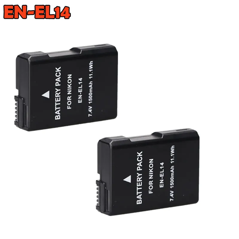 2battery 3 шт. EN-EL14 EN-EL14a ENEL14 EL14 батареи+ ЖК-зарядное устройство для Nikon P7800, P7100, D3400, D5500, D5300, D5200, D3200, D3300, D5100, D3100 - Цвет: 2battery