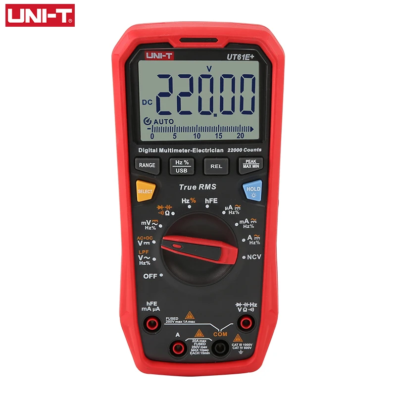 UNI-T Professional Multimeter Digital UT61B+ UT61D+ UT61E+ DC AC 1000V 60mF/220 mF Capacitance Test True RMS Auto Range Meter fowler caliper Measurement & Analysis Tools