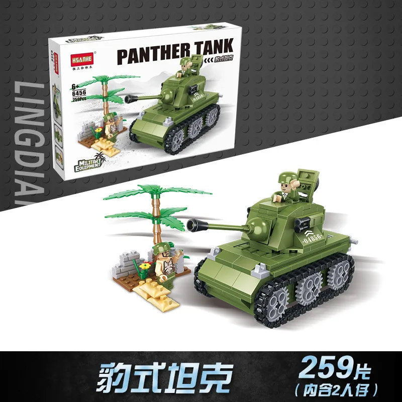 

HSANHE 6456 Panther Tank Military Building Blocks Series Boy Educational Section DIY Assembled Building Blocks Toy Gift