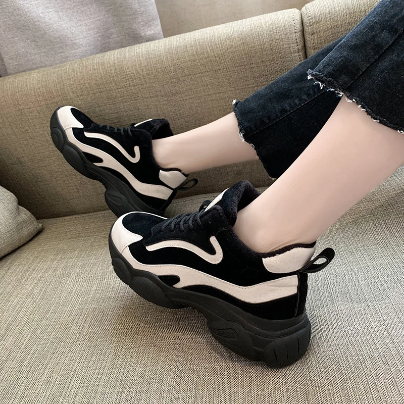 

Mixed Colors Suede Platform Sneakers Women Vulcanized Shoes for Winter Keep Warm Non Slip Fashion Trainers Women Shoes
