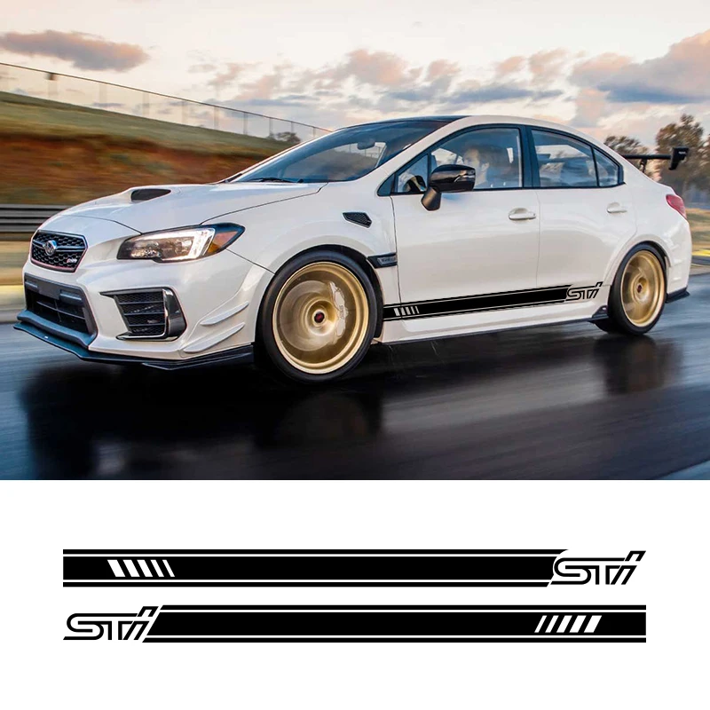 Racing Sport Stripes Car Door Side Skirt Sticker For Subaru WRX STI Auto Body High Quality Waterproof Vinyl Accessories Decals