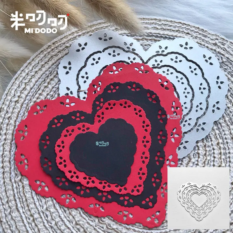 

Heart Lace Cutting Dies 2019 for Scrapbooking Card Making Paper Craft Decoration Fustelle 4 Pcs New Metal Cutting Deis