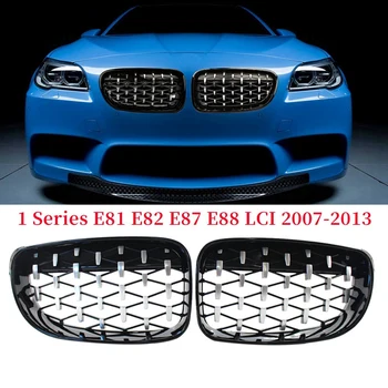 

Car Front Kidney Grill, Pair Front Hood Diamond Grille Grill For-BMW 1 Series E81 E82 E87 E88 LCI 2007-2013