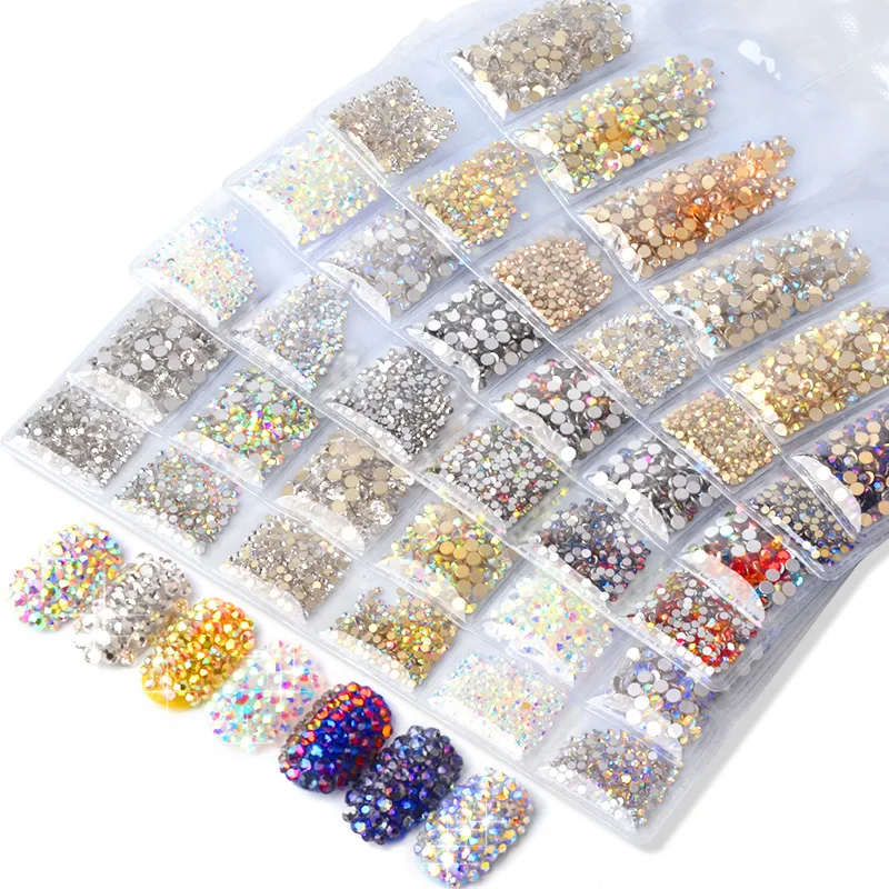 

Multi-size Glass Nail Rhinestones For Nails Art Decorations Crystals Charms Partition Mixed Size Rhinestone