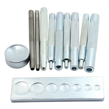 

11pcs Leather Craft Tool Kit Home Handmade Press Studs Accessories Setter Base DIY Snap Rivet Installation Punch