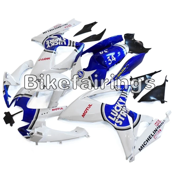 Обтекатель комплект подходит для Suzuki 06 07 GSXR600 GSXR750 K6 2006 2007 Чехлы для инжектора GSXR600-750 Lucky Strike синий и белый чехол
