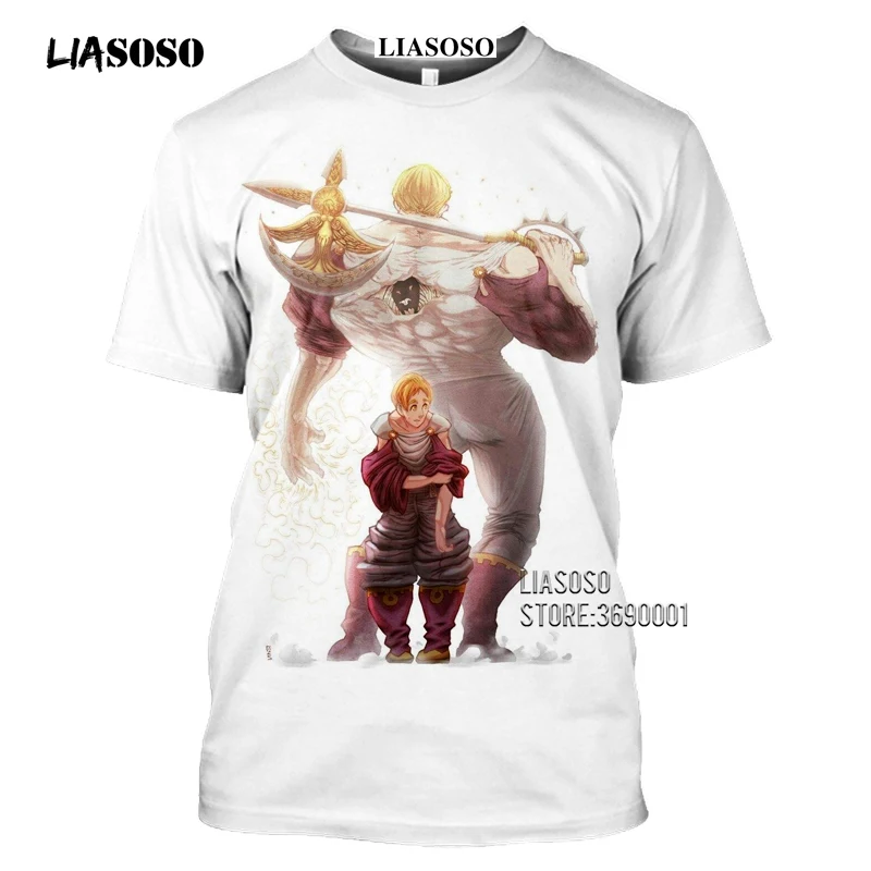 LIASOSO Anime The Seven Deadly Sins Men's T-shirt Japanese Meliodas Hawk Escanor Estarossa 3D Print Tshirt Summer Casual Shirt  (21)