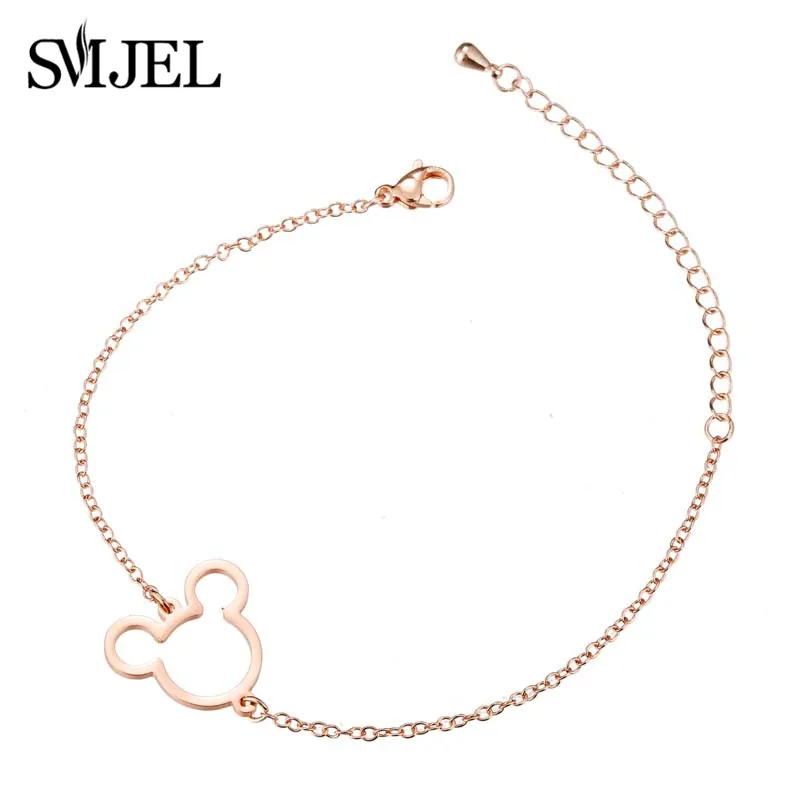 Rose Bracelet SMJEL браслеты с Микки из нержавеющей стали для женщин повседневные ювелирные изделия милый браслет с подвеской и геометрическим дизайном браслет с волной Femme свадебный подарок - Окраска металла: Rose Bracelet