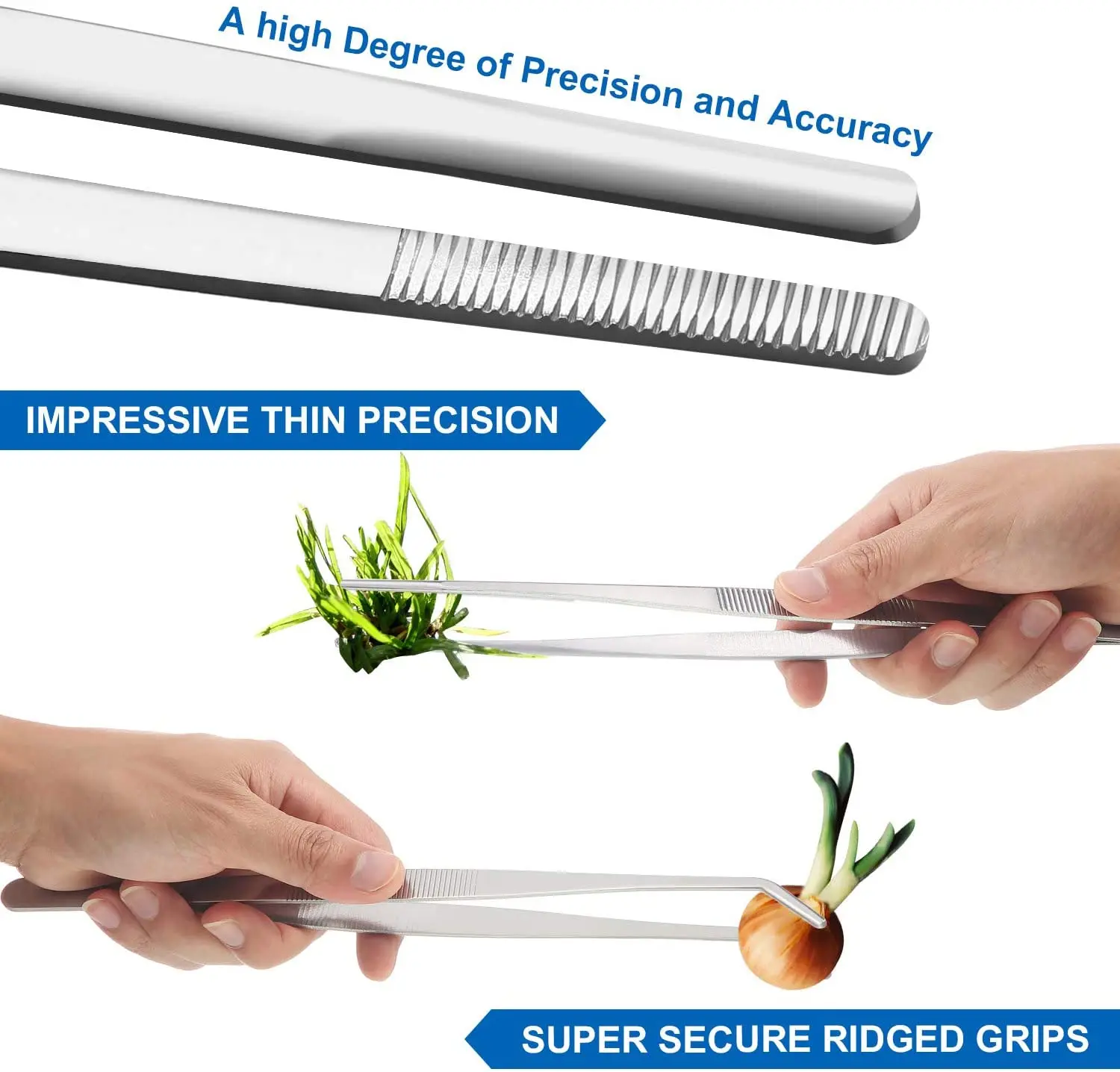 Bundlepro Set Di 2 Pinzette Da Cucina In Acciaio Inox 30,5 Cm – Professionali Per Griglia E Cibi Delicati
