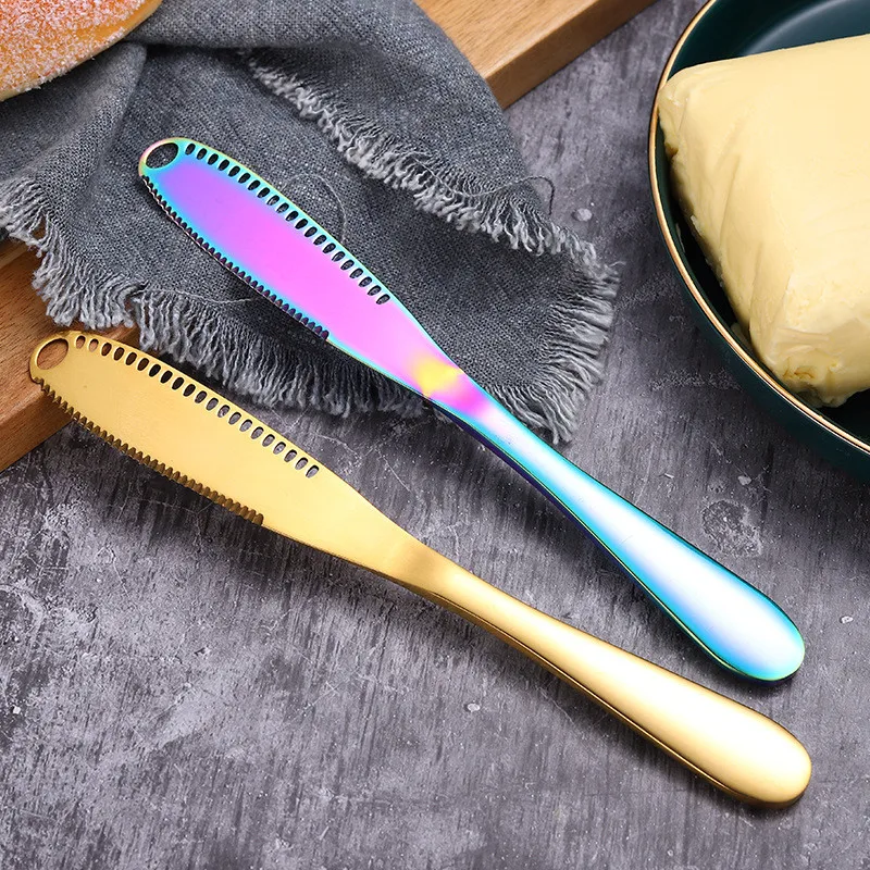 100pcs/lot Colorful kitchen knife Stainless Steel High-Grade Thick Cutlery Cheese Butter Knife Butter Cream Spatula