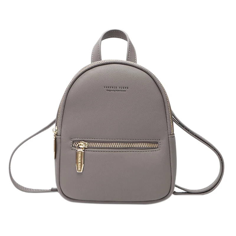 

New Designer Fashion Women Backpack Mini Soft Press Multi-Function Small Backpack Female Ladies Shoulder Bag Girl Purse Grey