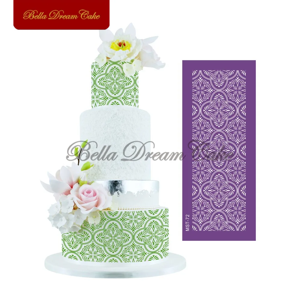 

Spanish Tile Seamless Mesh Stencil Shortened Lace For Wedding Cake Stencils Fabric Fondant Mould Cake Decorating Tools MST-72