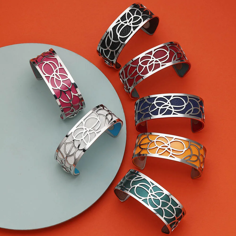 Online Pulsera de Legenstar Georgette joyería de flores acier inoxydable femme 2019 manchette brazalete de cuero Reversible joyería bijoux