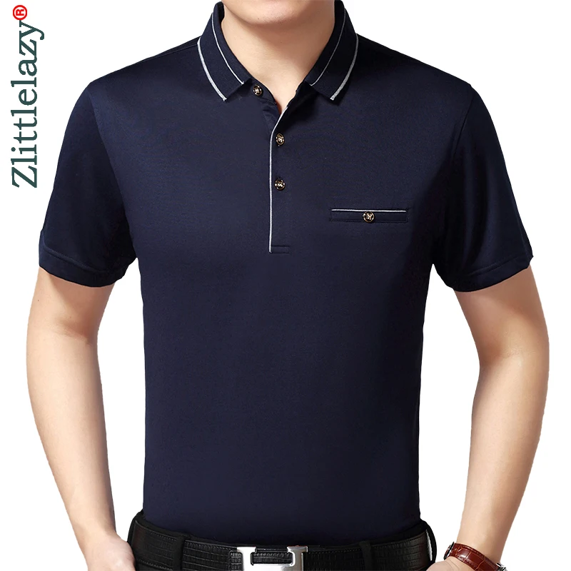 2022 Summer Short Sleeve Polo Tee Shirt Men Casual Pocket Solid Men's