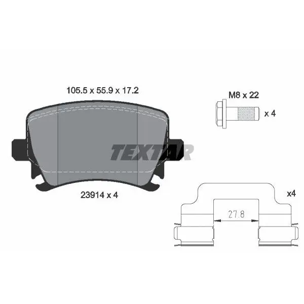 Колодки дисковые задние\Audi A4/A6,VW Golf V,Skoda Oсtavia 03 TE