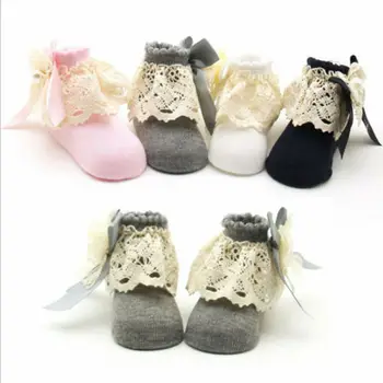 

Newborn Baby Girls Socks Lace Ruffle Tutu Socks Frilly Ankle Princess Anti Slip Socks /BY