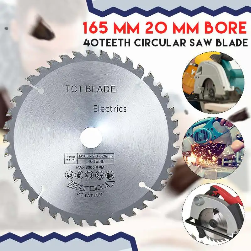 165mm Circular Saw Blade 40 Teeth Cutting Disc with Reduction Ring High Speed Steel