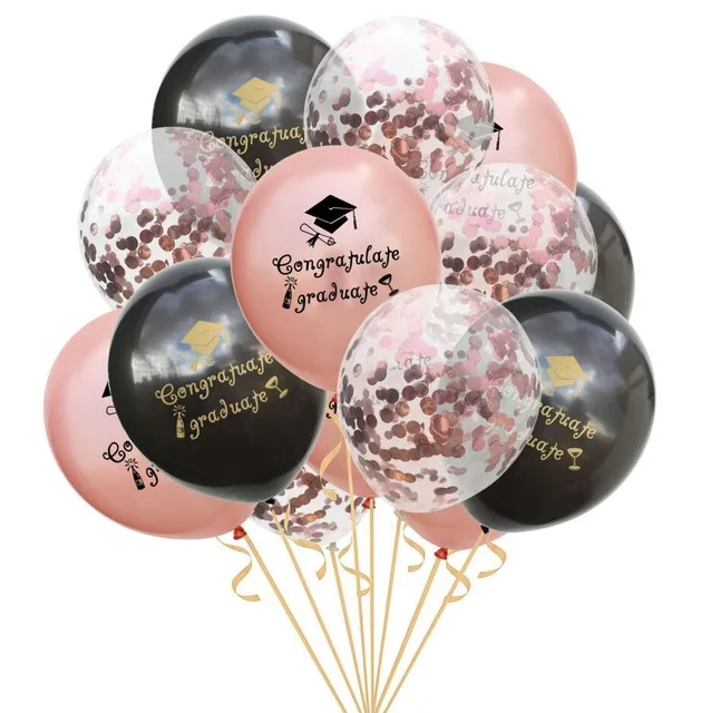 15pcs/set Graduation Balloons Confetti Ballons Printed Congratulation Graduation Gift High School Party Decorations Balloons Set - Цвет: 15pcs