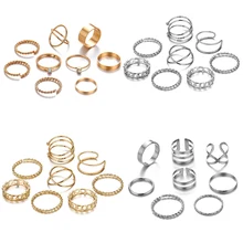 Conjunto de anillos de plata de oro para mujeres, anillo de dedo de torsión de arco de corazón Vintage 2020 nudillo, joyería de moda femenina, regalos de boda