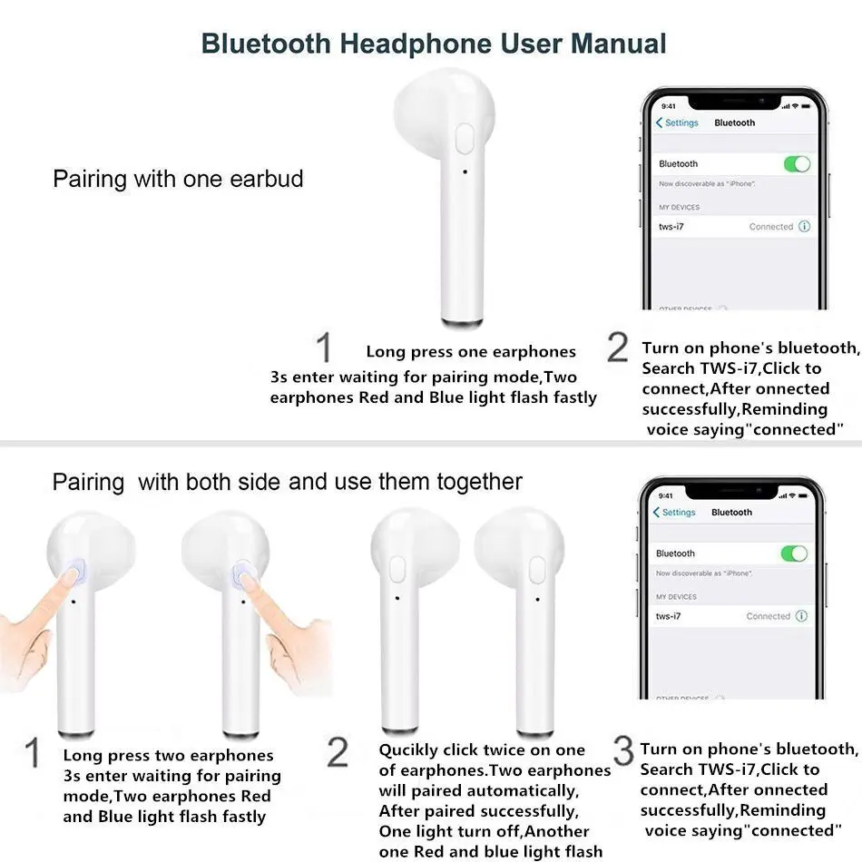 TWS Bluetooth наушники музыкальные спортивные беспроводные подходит для xiaomi huawei