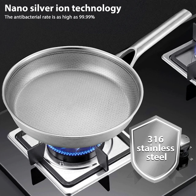 Poêle à frire antiadhésive en acier inoxydable de 28cm, casserole à Steak  frit, casserole à nid d'abeille, ustensiles de cuisine, cuisinière à  Induction - AliExpress