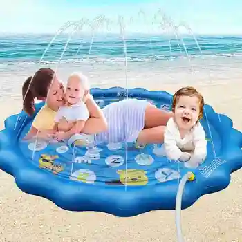 

170cm Children Sprinkler Play Water Mat Beach Pad Kids Outdoor Water Spray Beach Mat Lawn Inflatable Sprinkler Cushion Toys
