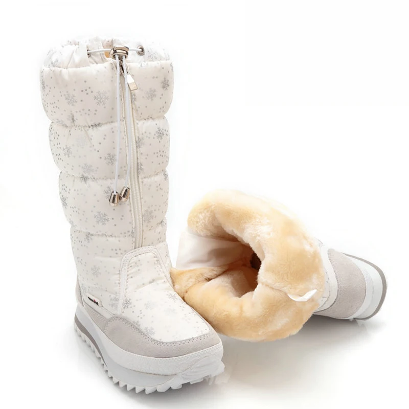 Online Botas de nieve para mujer 2019 botas de invierno con plataforma gruesa de felpa caliente antideslizante impermeable zapatos de invierno tamaño 35 42