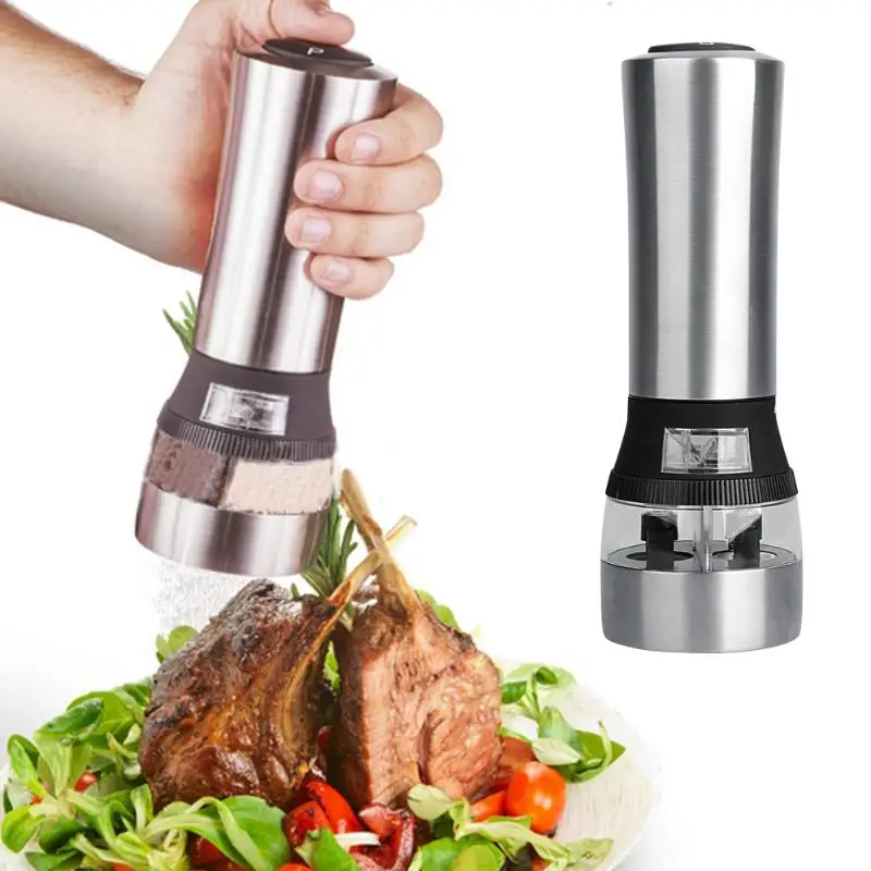 

2 in 1 Electric Seasoning Grinding Pepper Mill Salt Grinder Acrylic Muller Tool Spice Sauce Grinder