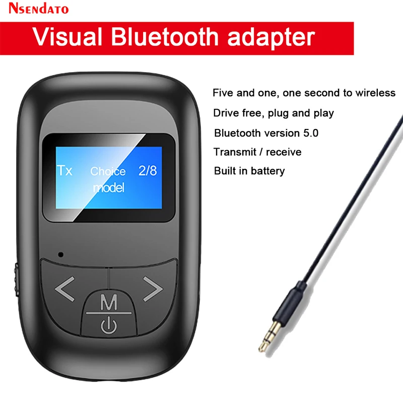 Bluetooth LED Screen adaptador bluetooth 5.0 Audio Music Transmitter  Receiver for PC TV Car 3.5mm AUX Music Sender Adaptador - AliExpress