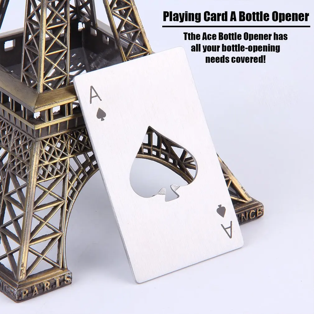 1 шт. Лидер продаж стильный покерные игровые карты Ace of Spades Бар Инструмент газировка, пиво, бутылка крышка открывалка подарок для кухни на открытом воздухе кемпинга