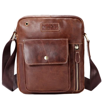 

ABDB-OGRAFF Men Bag Shoulder Bags Genuine Leather Bags Male Small Shoulder Handbags Men Messenger Bag Cross Body Brown