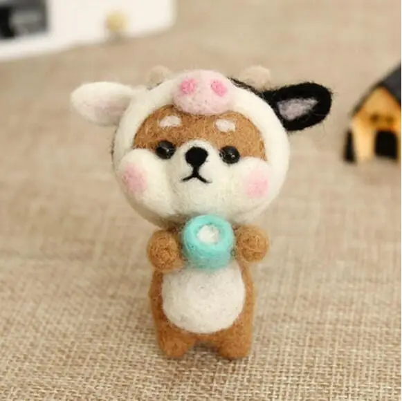 Zodiac tiger hat Dog Wool Felt wool needlepoint kit wool felt needle felting decoration craft needlecraft - Цвет: A