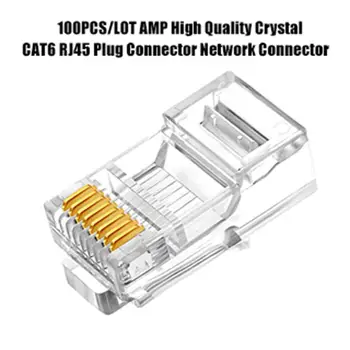 

100PCS RJ45 Ethernet Cables Module Plug Network Connector RJ-45 Crystal Heads Cat6 Gold Plated Network Cable