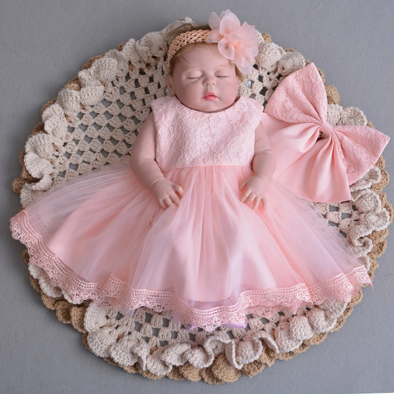 Платье на крестины для маленьких девочек с балеро; праздничная одежда из тюля с кружевом для новорожденных; детская одежда; Vestido Bebe; платье крестильное платье для малышей - Цвет: Dress