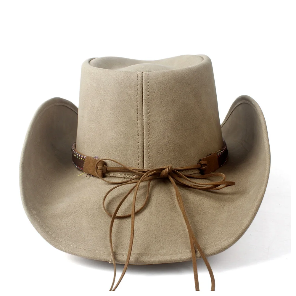 Leather Men Western Cowboy Hat For 