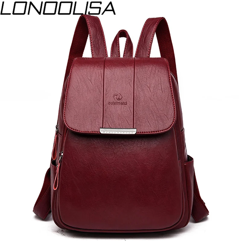 cheap Womens Soft Leather Backpack High Quality Female Bagpack School Bags for Teenage Girls Large CTravel Backpack Mochila Mujer 2019