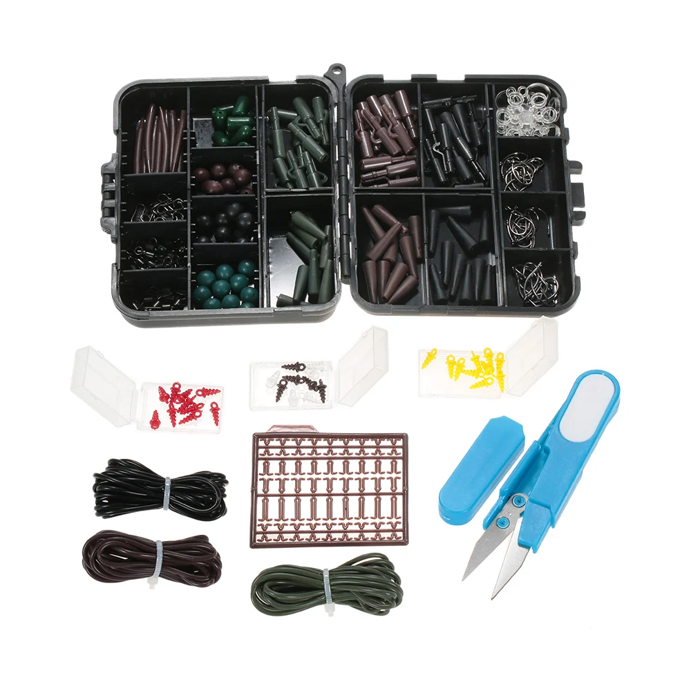

Lixada 209PC/SET Carp Fishing Tackle Box Bundle Tackle Safety Clips Barrel Swivels Hooks Block Beads Sleeves Tubes for Hair Rigs
