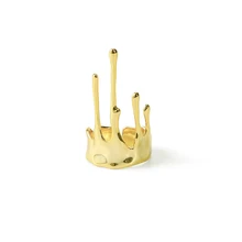 Srcoi nova moda criativa pequena coroa anel simples irregular textura de metal aberto índice dedo anel feminino temperamento jóias