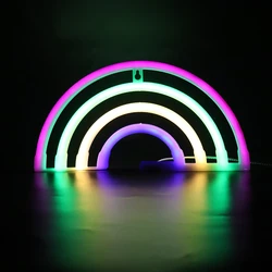 Lampe néon LED créative, décoration de soirée, mariage, avec signe d'arc en ciel, Love, cadeaux et déco des fêtes de noël, pour ornements de maison, 
