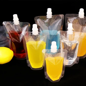 

50Pcs 2in1 200/300/500ml Plastic Liquor Pouches Drinking Flasks Reusable Liquid Spout Bags Lightweight Concealable Liquid Pouch
